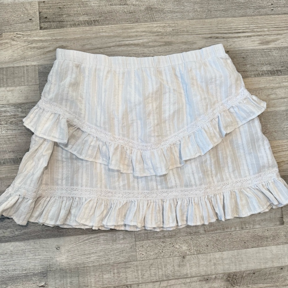 Time and Tru white cotton ruffled skirt flirty tiered size XL cottagecore K37